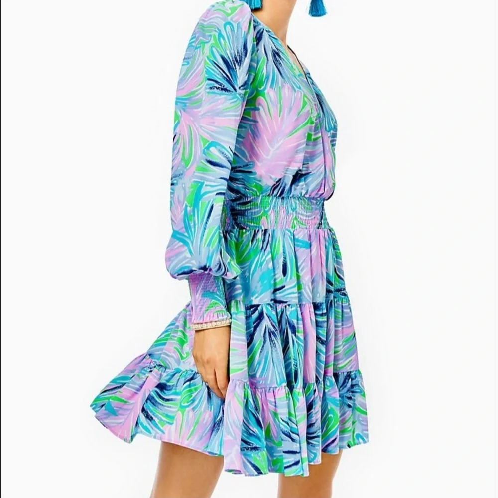 NEW Lilly Pulitzer Heline Stretch Dress Gecko Green Beach Bash - Picture 2 of 3